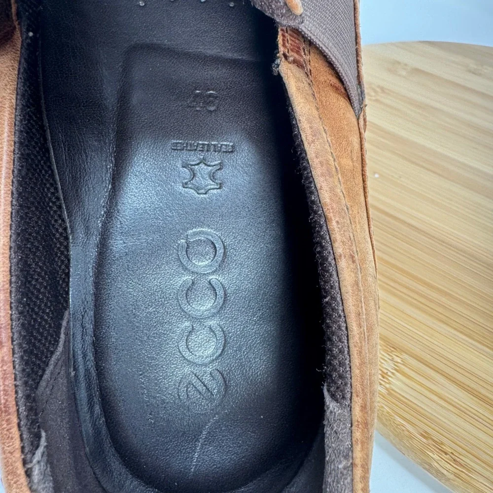 ECCO Kyle Perforated Slip On Sneakers Mens 12 Brown Leather Loafers 535884-02112
